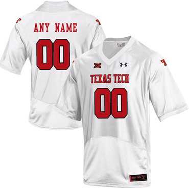 Mens Texas Tech White Customized College Football Jersey->customized ncaa jersey->Custom Jersey
